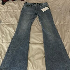 Joey Mr Flare Flap True Religion jeans. Size 25. Color Peak spot
